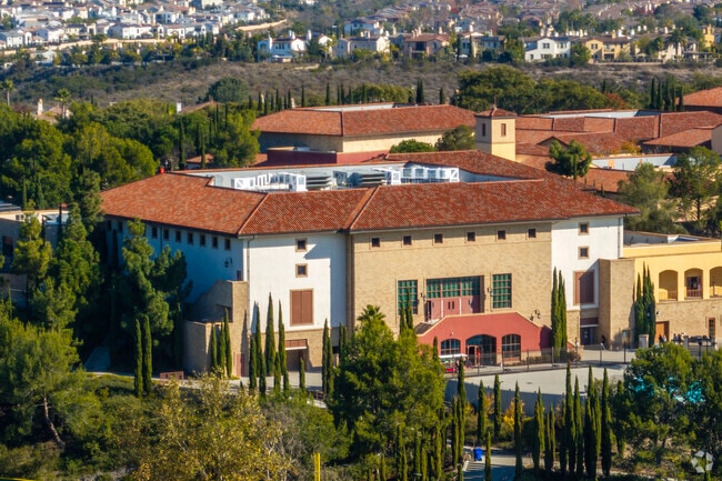The Cathedral Catholic High School front entrance in Carmel Valley, San Diego, CA.