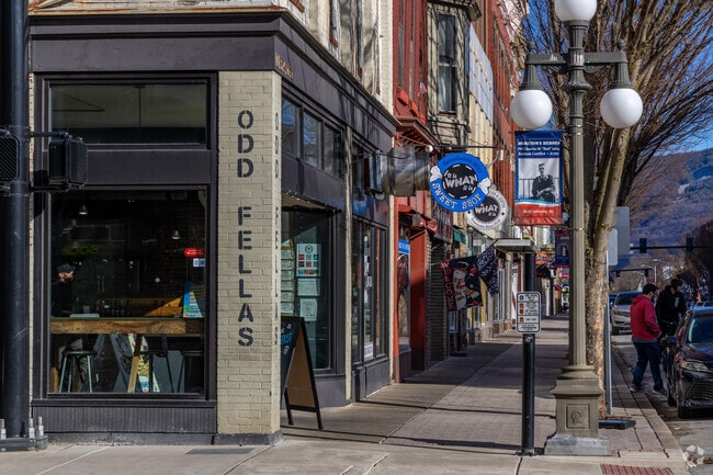 Unique dining options like Odd Fellas Burgers make up an eclectic Main Street in Lock Haven.