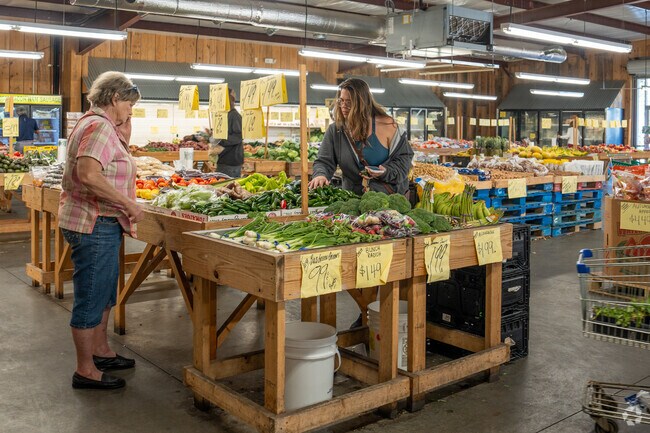 Enjoy the large selection of home grown vegetables at Parkway Farmers Market near Stephens Woods.