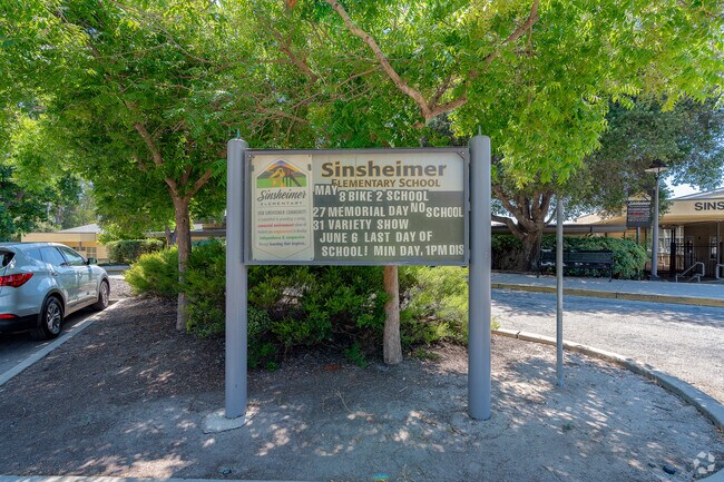 The sign at Sinsheimer Elementary School welcomes students and Staff as they enter the campus.
