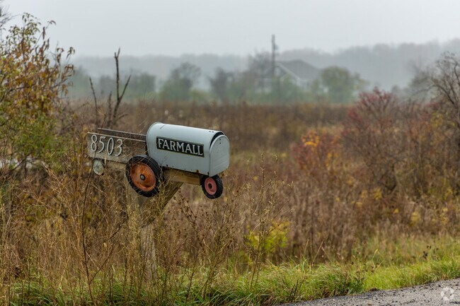 Rustic Farmall mailbox near the more rural part of the Hebron-Aldon neighborhood.