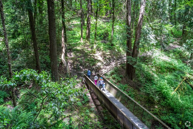 Marshall Park, an old quarry site, features a 400-foot canyon and is popular hiking spot.