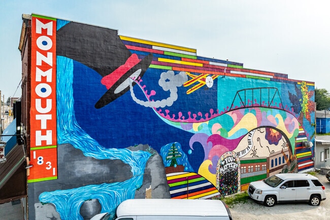 Several colorful murals show off the history and culture of Monmouth.