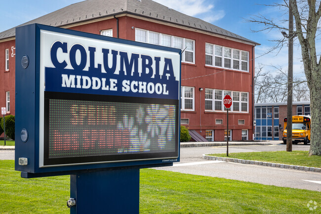 Columbia Middle School's roadside signage provides community announcements in Berkeley Heights.