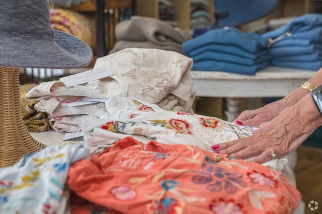 The texture of fabrics at the Indigo Bleu clothing shop in Stonington brings customers back for more.