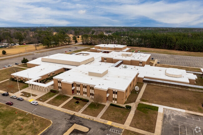 An aerial view of Petersburg High School.