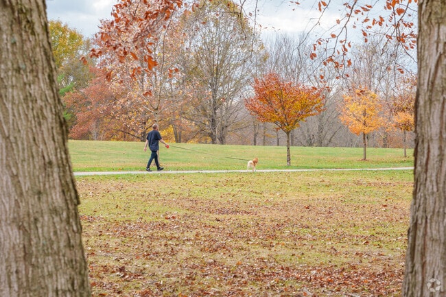Dog walkers enjoy strolling along the paved paths at Southeastway Park near Acton.