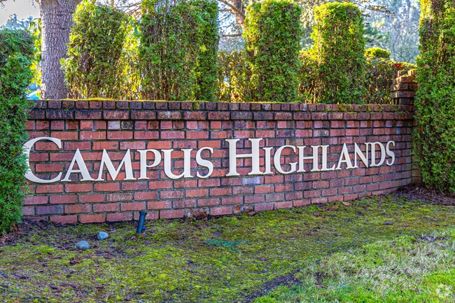Campus Highlands is overflowing with two-story houses and lush landscaping.