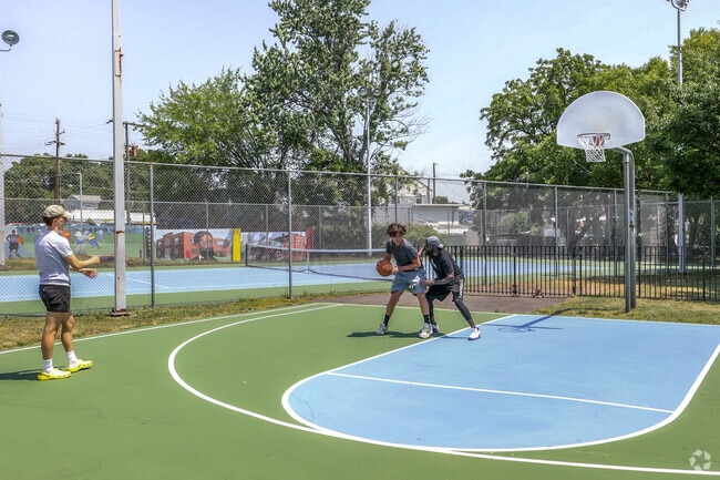 Langston Brown Community Center features a picnic area, playground, tennis & basketball courts.