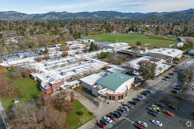 Montgomery High School offers a sprawling campus when viewed from above.