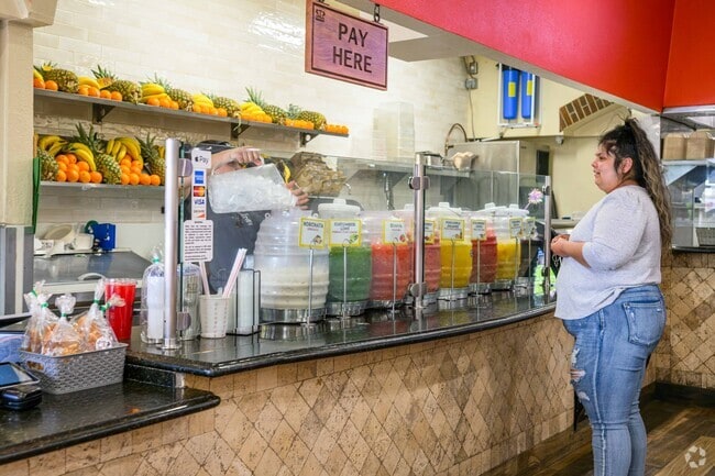 The agua frescas fruit drinks at Taqueria 2 Potrillos are popular in Downtown Perris.