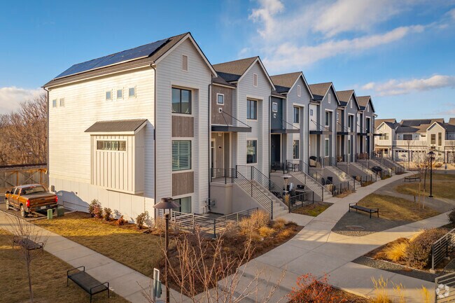 Louisville, Colorado's new townhomes combine modern design with cozy comfort, offering convenient living in a vibrant community, just steps away from local amenities and natural beauty.