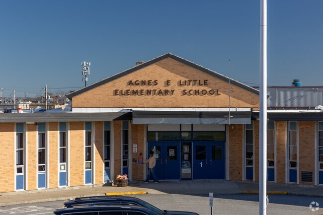 Main entrance of Agnes E. Little Elementary School in Pawtucket.