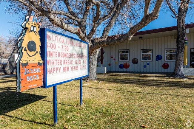 The message board in front of Jessie Beck Elementary School.