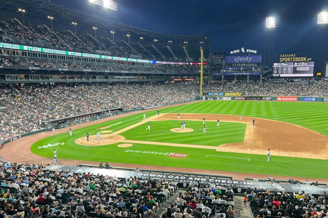 Views from a night game of the Chicago White Sox bringing home a win.
