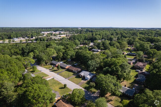 An aerial overview of Hillcrest homes.
