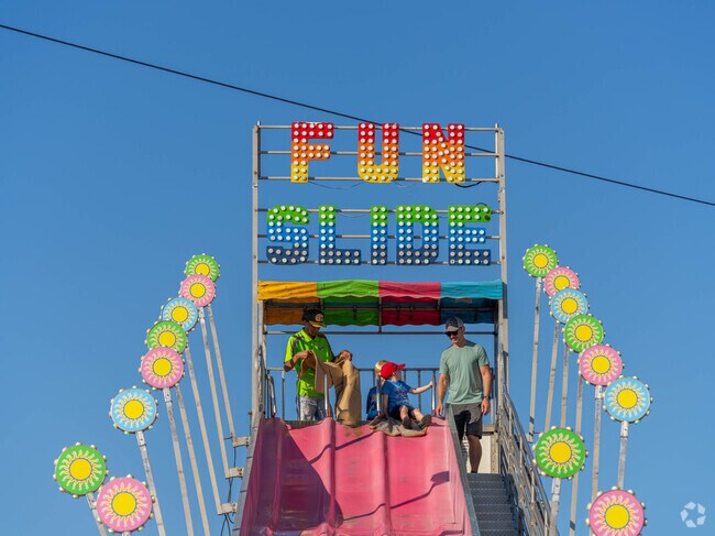 Children love the giant slide at the Randolph Freedom Festival.