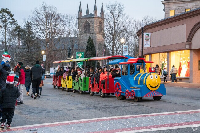 Kids love getting a ride on the train around City Center at the Lights On Festival.