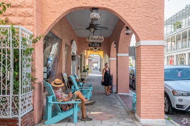 Historic Pass-a-Grill District is lined with boutique shops next to the beach near Bayway Isles.