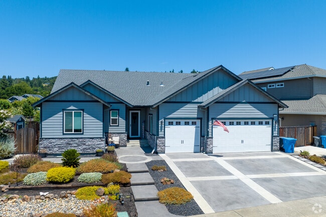 New Contemporary homes with stone landscaping are common in Larkfield-Wikiup.