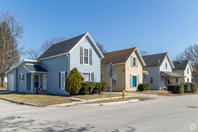 Many two-story homes line the streets of the Northside-Goshen neighborhood.