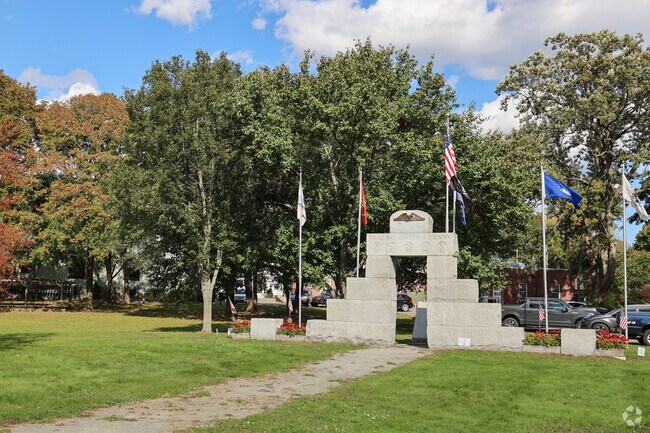 The war memorial is a few steps from the visitor center in Ipswich.