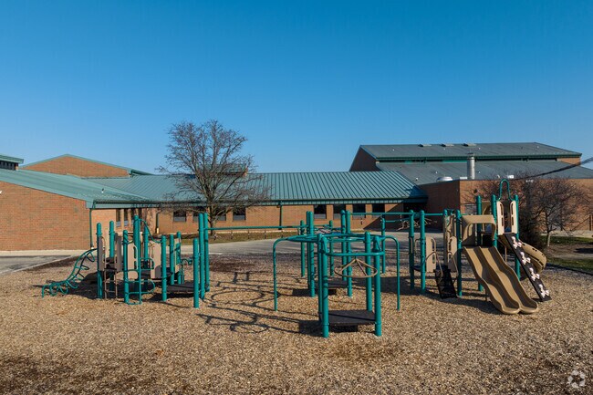 Playgrounds fill with laughter at Medlar View Elementary School.
