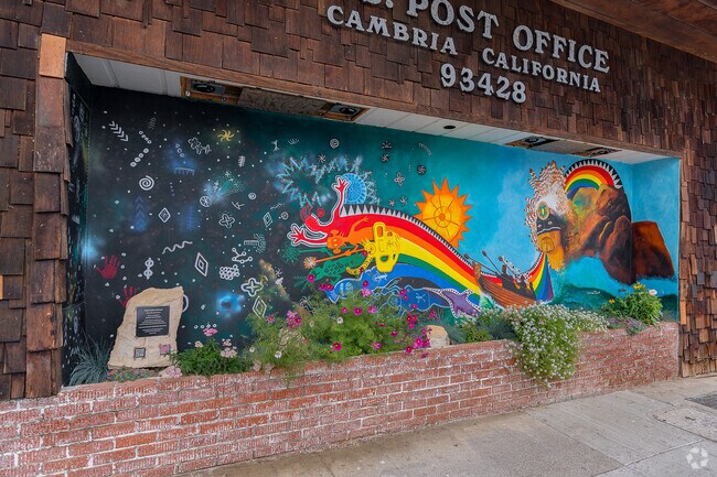 Don’t miss the latest mural at the Cambria post office, painted by a local artist.