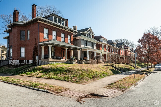 Large two-story single-family homes make up most of the Cherokee Triangle neighborhood.