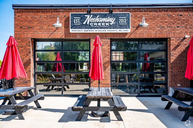 Stop in and enjoy a local brew from Neshaminy Creek Brewery in Hilltown.