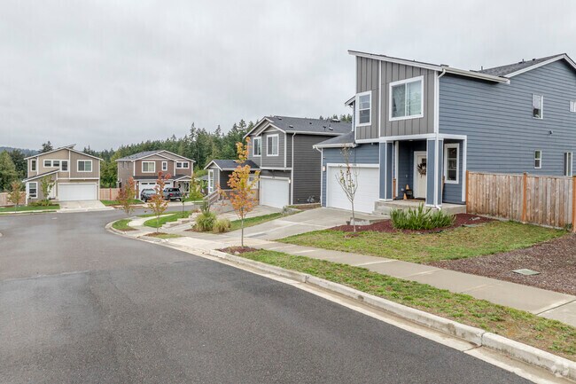 A row of newer traditional style homes sit within The Reserve at West Hills in Pixie Park area.
