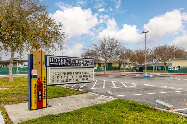 Stationary-themed signage greets students at Robert F. Kennedy Elementary School, Kennedy, CA.