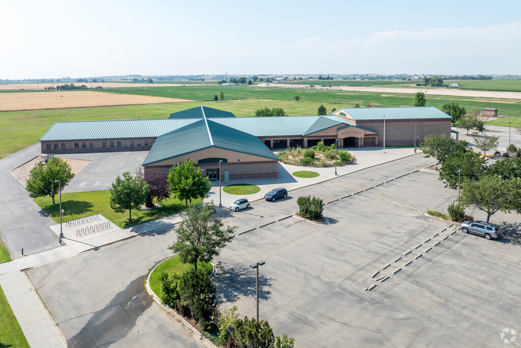 Aerial view looking west of Purple Sage Elementary.