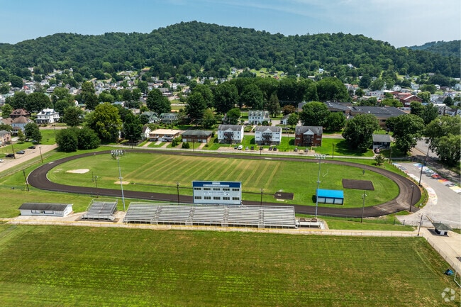 The sports track at Magnolia High School is across the street from the school.
