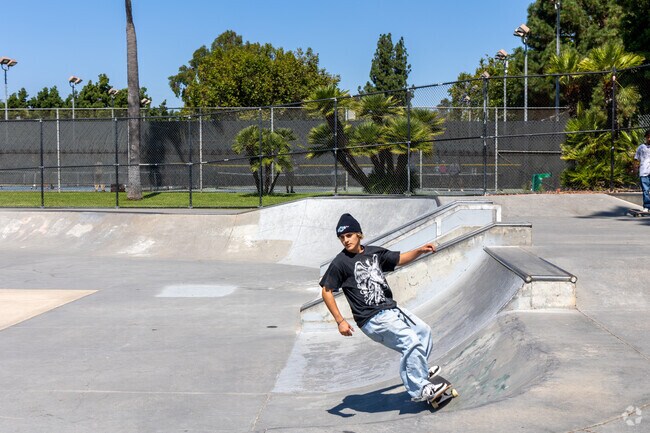 A skateboarder takes advantage of open ramps at La Mesita Park in Fletcher Hills.
