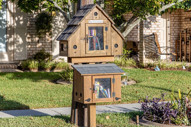 A Little Free Library can be found near St. Benilde School in New Metairie.