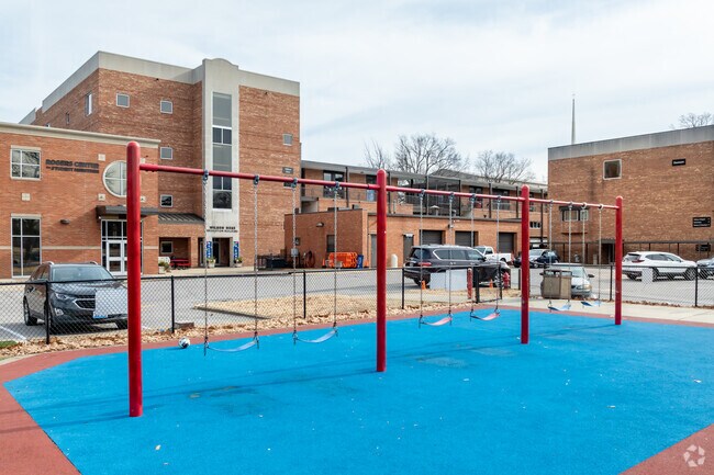 Kids can swing for the clouds on the swings at Christ Methodist Day School in Memphis.