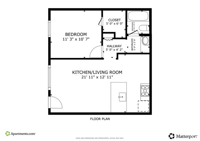 1BR, 1 BA - 580SF