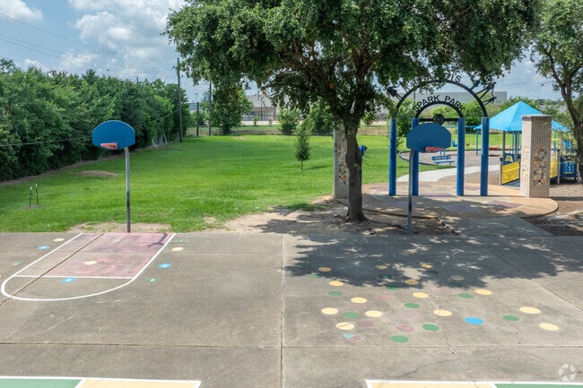 Landis Elementary School's basketball court invites friendly games and skillful play.