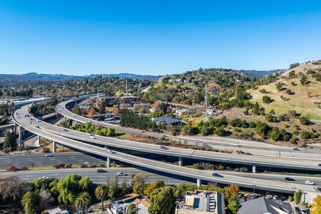 The I-680 and 24 interchange connects key Bay Area highways for easy travel.