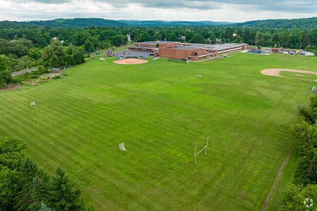 Homer Junior High School features a large athletics field.