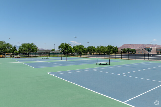 Many full size tennis courts are available to students at Snow Canyon High School.
