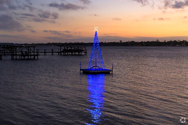 Festive decorations fill the land and river at the Casements Christmas Gala.