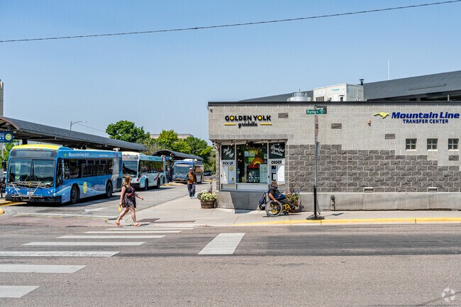 Northside residents have convenient public transportation at the Mountain Line Transfer Center.
