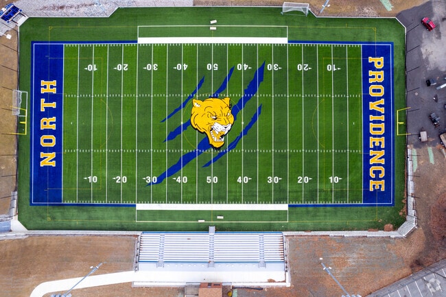 North Providence High School boasts a lush, green football field.