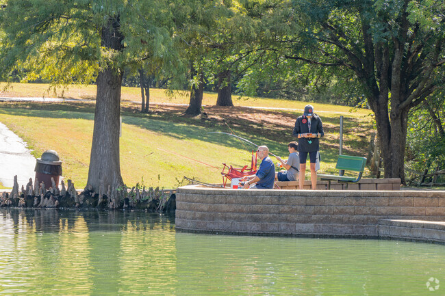 The pond in E.C. Hafer Park is an ideal spot for locals to enjoy fishing.