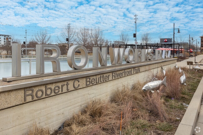 Ironworks Plaza is part of Robert C. Beutter Park on the St. Joseph River in Mishawaka, IN.
