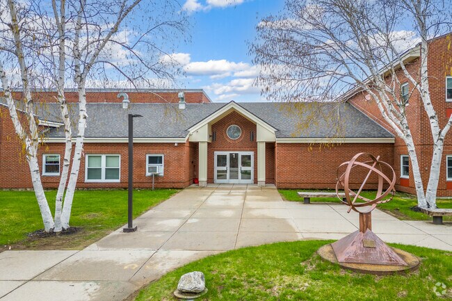 Entrance to the Line Elementary School in Newfield, Maine.