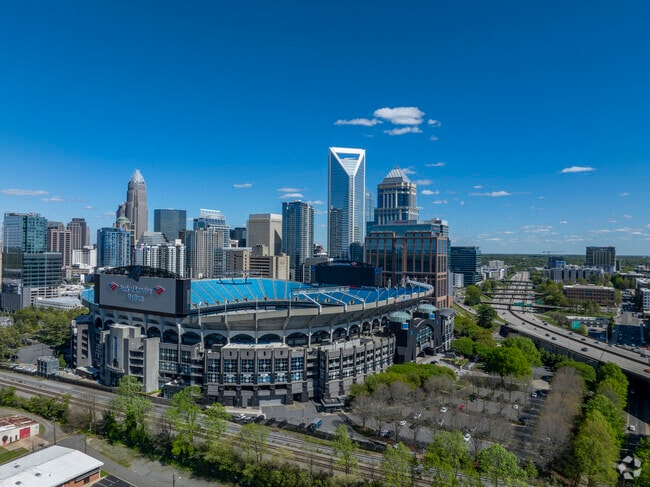 The Bank of America Stadium hosts the Carolina Panthers and other entertainment.
