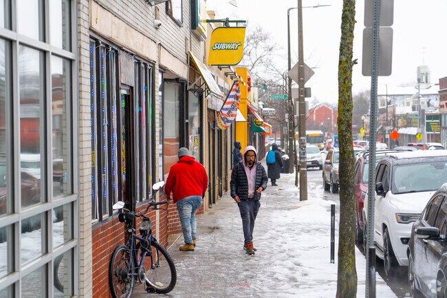 Codman Square bustling community has many shops and dining options.